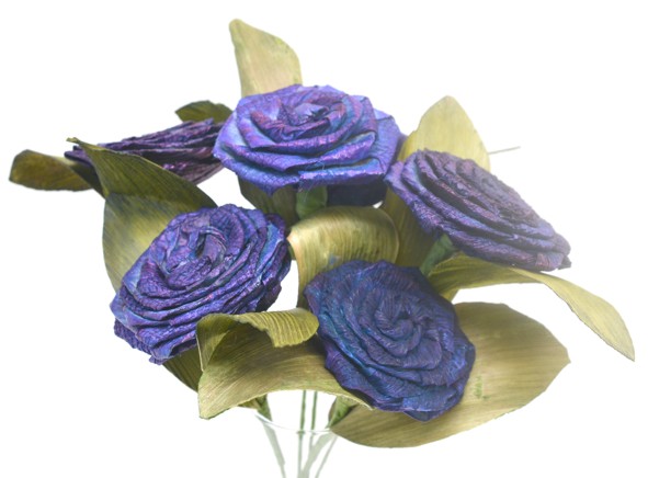 Flor palha bananeira G - Azul (unidade)